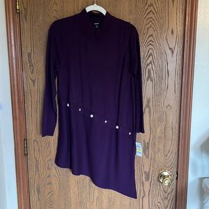 Alfani Dark Purple Assymetrical Tunic Sweater, Size M